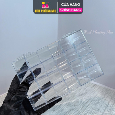Khay Mica 24 Ô Đựng Charm Đá Nail, Nhựa Cao Cấp, Trong Suốt, Dễ Mang Theo Tiện Lợi, Gọn Nhẹ, Làm Nail Chuyên Nghiệp Lắp Ráp