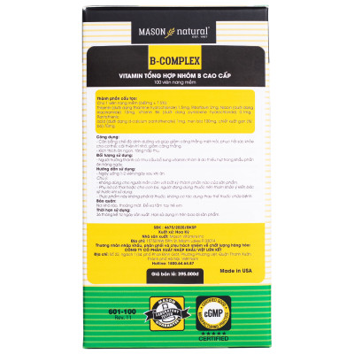 Mason Natural B-Complex - Vitamin tổng hợp nhóm B cao cấp