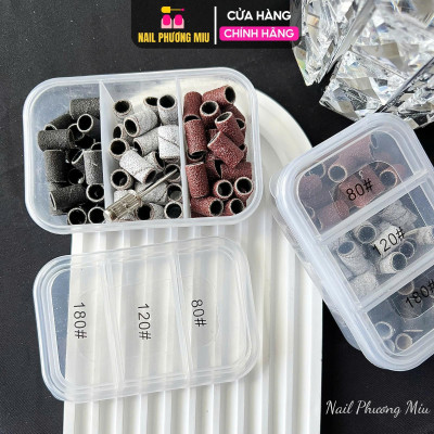 Hộp 60 Đầu Mài Móng Nhám Mịn, Giấy Nhám Chất Lượng Cao, Mài Nhanh, Không Gây Tiếng Ồn, Làm Nail Tiện Lợi Nail Phương Miu