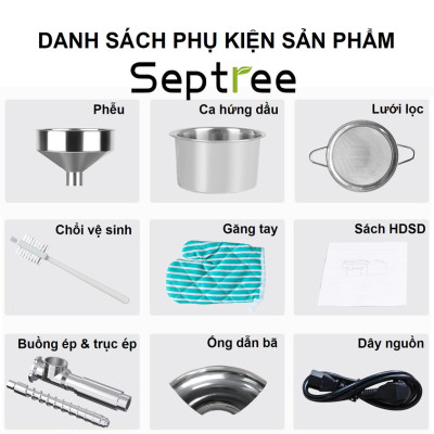 Máy ép dầu ăn thực vật chuyên nghiệp nâng cấp hoàn toàn mới, dùng trong gia đình, nhà hàng, khách sạn. Thương hiệu Mỹ cao cấp Septree - X10. HÀNG CHÍNH HÃNG
