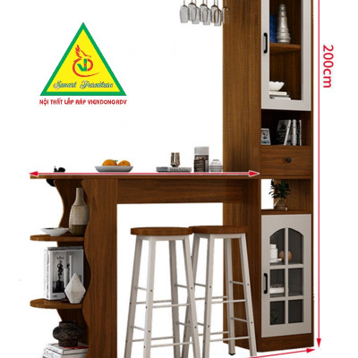 Quầy bar mini, quầy bar kiêm vách ngăn phòng khách nhà bếp 4VQB02 ( Không kèm ghế )- NỘI THẤT LẮP RÁP VIENDONGADV