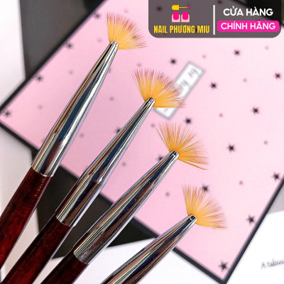 Cọ Thưa Ombre Làm Nail Hình Quạt, Đầu Lông Siêu Mềm Mịn, Cán Gỗ Mini Dễ Cầm, Tạo Ombre Đẹp, Rắc Nhũ Móng Độc Đáo
