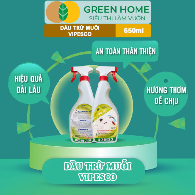 Dầu Trừ Muỗi Vipesco GreenHome, Chai 650Ml, Đặc Trị Muỗi, Kiến, Gián Nhanh Chóng, Hiệu Quả Và An Toàn