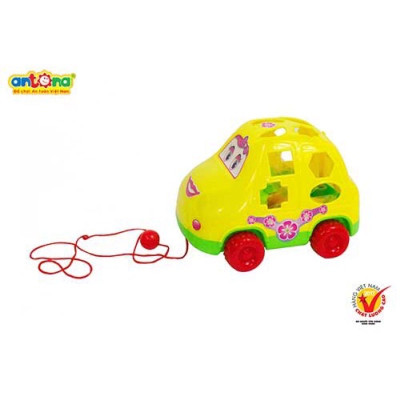 Ô tô kéo thả hình khối Antona vui nhộn màu ngẫu nhiên vàng đỏ