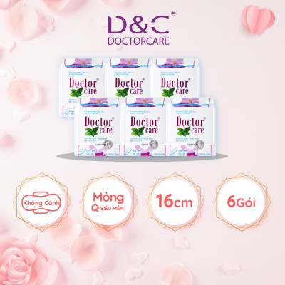 Combo 6 Băng vệ sinh hàng ngày thảo dược Doctor Care 16 cm siêu khô thoáng cả ngày dài