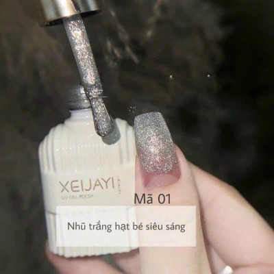 Sơn Gel Nhũ Đài Trắng Hạt Bé Siêu Sáng XEIJAYI Làm Nail, Màu Trắng Bạc 01 Lấp Lánh Chai 15m Đậm Mướt Bền Màu Móng Nữ Women