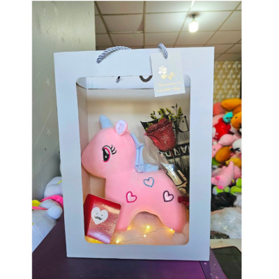 Set quà gấu bông và hoa kèm túi đựng cute - Combo gấu bông, hoa, đèn, túi, thiệp tặng sinh nhật - Quà tặng gấu bông dễ thương.