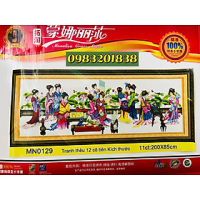 Tranh thêu chữ thập 12 nàng tiên MN0129, kích thước 200 x 75 cm