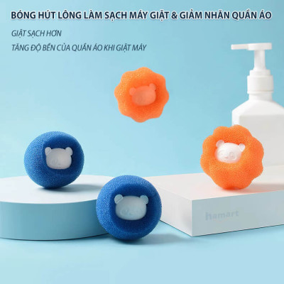 SET 2 Bóng Giặt Quần Áo Hút Lông PET Thú Cưng Banh Chống Nhăn Đồ PU Dính Tóc Hiệu Quả