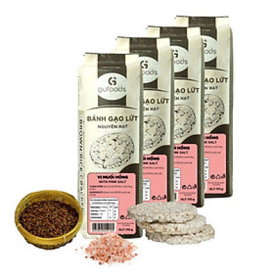 Combo 4 Gói Bánh Mix 4 Vị Huyền Mễ, Superfoods, Cỏ Ngọt, Muối Hồng, Bánh Gạo Lứt Ăn Kiêng Gufoods 170g - Bổ Sung Dinh Dưỡng Cho Người Ăn Chay, Ăn Kiêng, Ăn Vặt Healthy, Eatclean, Tập Gym