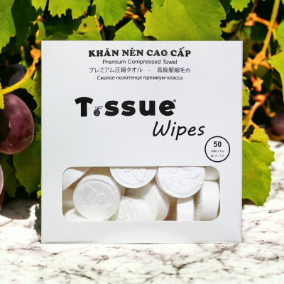 Khăn nén cao cấp T.ssue hộp 50 viên - Thích hợp cho sử dụng cá nhân, đi du lịch, sử dụng cho trẻ em và người lớn tuổi