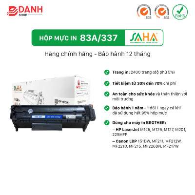 Hộp mực in SAHA 83X/337 cho máy in HP, Canon - Hàng chính hãng