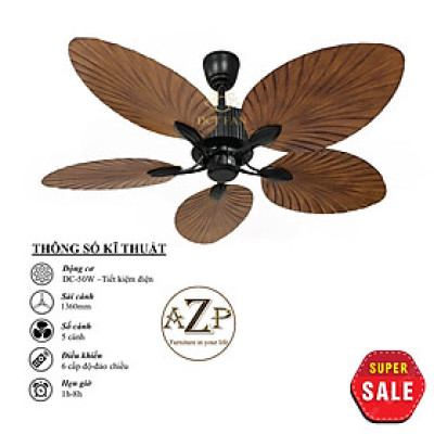 Siêu Sales QUẠT TRẦN AZP- 5 CÁNH NHỰA, CÔNG XUẤT 50W, CÓ REMOTE- Hàng Nhập Khẩu	