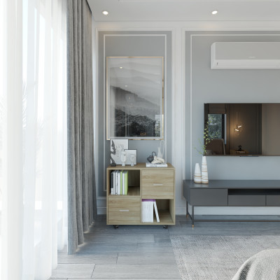 [Happy Home Furniture] COMFEE, Tủ đựng hồ sơ 2 tầng ,  80cm x 40cm x 66cm ( DxRxC), THK_014