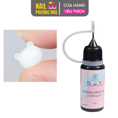 Gel Đổ Khuôn in 3D UV/LED Tạo Hình Charm SJY Rubbery Màu Trắng Trong Làm Nail Siêu Dẻo, Không Cần Top Lại, Chai 15ml Có Vòi Kim Tiện Lợi Kèm Nắp Đậy