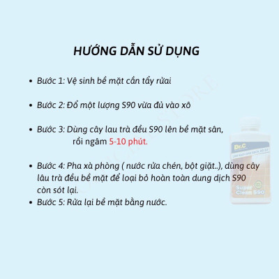 Làm Sạch Sàn Gạch, Thiết Bị Men Sứ - Super Clean S90 Tẩy Xi Măng, Vôi Vữa, Rong Rêu