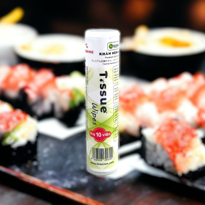 Tuýp Khăn nén cao cấp T.ssue Wipes (10 viên/tuýp). Sử dụng tiện lợi cho chuyến đi du lịch, công tác