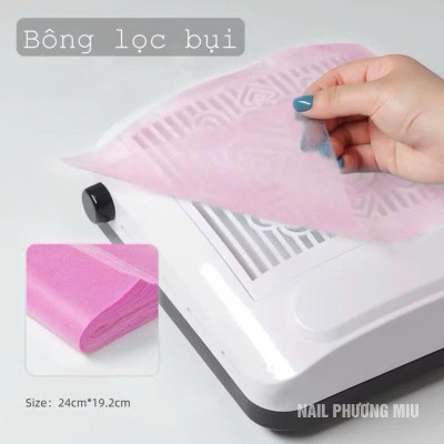 Túi 100 Miếng Màng Lọc Máy Hút Bụi Làm Nail, Đặt Trên Bảo Vệ Khay Lọc Bụi Size 24x19cm, Miếng Lót Bụi Dùng 1 Lần Dễ Thay Thế