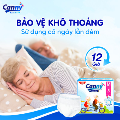 Tã/Bỉm Quần Người Lớn Canny Siêu Mềm, Siêu Thấm, Kháng Khuẩn Size M8 (8 Miếng)