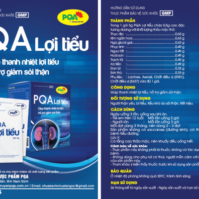 Lợi Tiểu PQA Giúp Thanh Nhiệt Lợi Tiểu, Hỗ Trợ Giảm Sỏi Thận Dùng Cho Người Bí Tiểu, Tiểu Khó Hộp 12 Gói