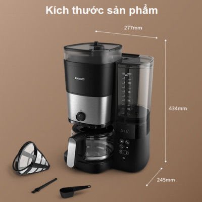 Máy pha cà phê Drip xay và pha tự động thương hiệu Hà Lan Philips HD7900/50 - Hàng chính hãng (BH 1 NĂM)
