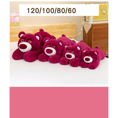 Thú nhồi bông gấu dâu nằm tay dài mẫu mới - Size từ 70cm đến 1m3 - Quà tặng gấu bông lotso dâu nằm màu đỏ ôm ngủ mặt cưng đáng yêu