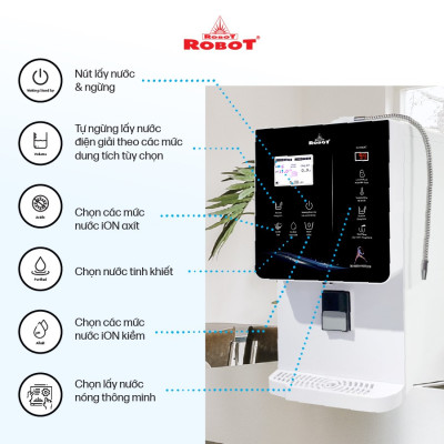 Máy Lọc Nước Điện Giải Ion Kiềm ROBOT IonQueen 711 Chế Độ Nóng Nguội Lạnh - Hàng Chính Hãng