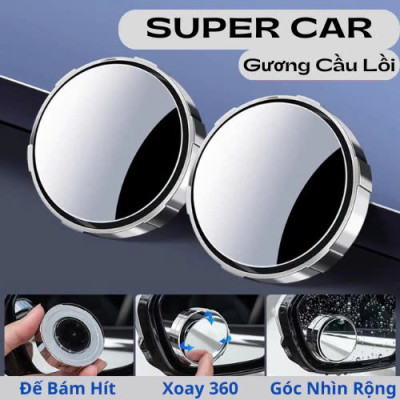 Bộ 2 Gương Cầu Lồi Ô Tô Xoay 360 Độ Có Viền Xóa Điểm Mù Hiệu Quả – Loại Tốt