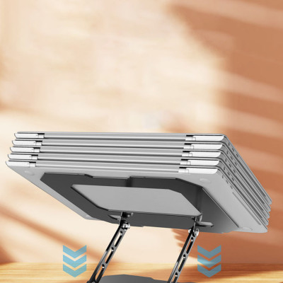 Kệ đỡ giá đỡ đế tản nhiệt cho laptop, máy tính hợp kim nhôm gấp gọn xoay 360 độ nhiều nấc độ cao K2 - Hàng chính hãng