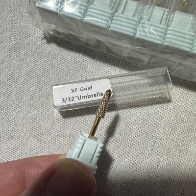 Đầu Mài Chân Móng Úp Titan XF-GOLD Bo Viền Làm Nail Siêu Êm, Đầu Mài Hình Nón Vonfram Đúc Đặc 3/32 Umbrella Không Nóng Không Giật Tưng Nữ Women