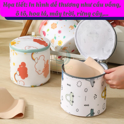 Túi Giặt Bảo Vệ Đồ Lót Hình Trụ- Túi Giặt Lingerie Chống Biến Dạng- Túi Giặt Áo Ngực 3D Chống Vò Rách-Túi Giặt Vải Lưới In Hình Dễ Thương