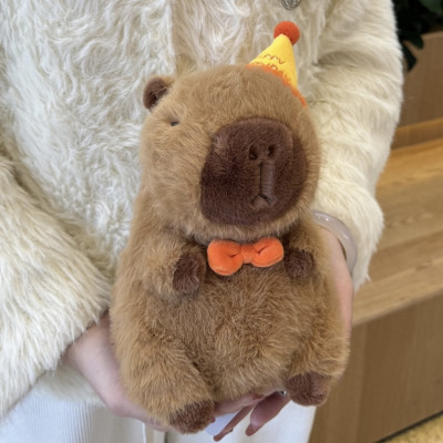 Thú nhồi bông Capybara đội nón sinh nhật có dòng chữ Happy everyday - Size từ 35cm đến 85cm - Quà tặng gấu bông chuột lang đeo nơ dễ thương.