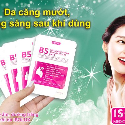 Mặt nạ ISOLUX Whitening repair sodium DNA B5 mask Hàn Quốc 25ml hạn 2027 dưỡng sáng phục hồi cấp ẩm căng bóng
