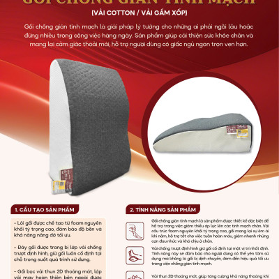 Gối nằm chống trào ngược Hàn Việt Hải  dạ dày cho người lớn vải Cotton size 60x70x20cm