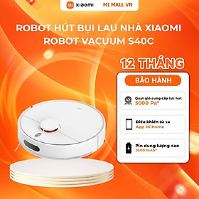 Robot Hút Bụi Lau Nhà Xiaomi Robot Vacuum S40C - Lực hút 5000 Pa - Tránh Vật Cản - Hàng Chính Hãng