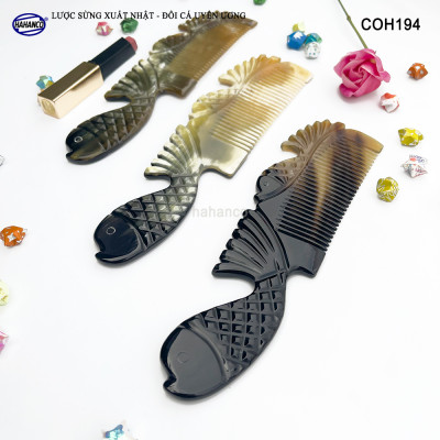  Lược Sừng Vân Nưa Đôi Cá Uyên Ương (Size: XL - 20cm) thể hiện tình yêu vĩnh cửu - Mẫu Cao Cấp Siêu Đẹp - COH194