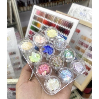 Xà Cừ Vân Đá Siêu Mỏng 12 Màu, Chất Liệu Ngọc Trai Sáng Bóng, 7g/Hũ Dành Cho Thợ Làm Nail  Nhà Nail Phương Miu khảm xà cừ việt nam