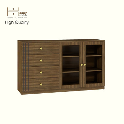 [Happy Home Furniture] JOVIE, Tủ lưu trữ cửa kính 4 ngăn kéo, 140cm x40cm x 82cm ( DxRxC), TCM_163