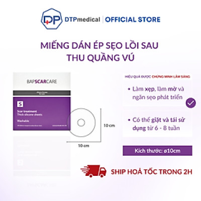 Miếng dán mờ sẹo Bapscarcare S, miếng dán làm phẳng và mềm sẹo lồi, sẹo phì đại, sẹo lâu năm hiệu quả (1 miếng)