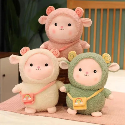 Thú nhồi bông cừu đeo túi lông xù so cute - Size 22cm - Màu ngẫu nhiên - Quà tặng gấu bông cừu dễ thương - Gối ôm mềm mịn cho bé.