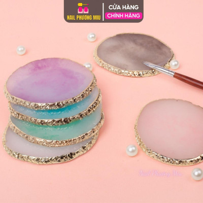 Khay Đá Pha Sơn Nhựa Cao Cấp, Đá Chụp Ảnh Nail, Đá Tán Bột Vẽ Gel, Miếng Pha Mực, 6 Màu Ngẫu Nhiên Làm Nail Tiện Lợi Nữ Women