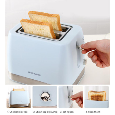 Máy Nướng Bánh Mì Lock& Lock EJB221BLU (730 - 870 W) - Hàng chính hãng
