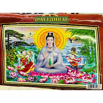 Tranh thêu kín Quan âm E186, kích thước 100 x 70 cm