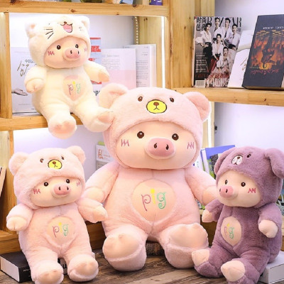 Gấu Bông Heo Cosplay Thú Nhồi Bông Heo Đội Mũ Hàng Cao Cấp