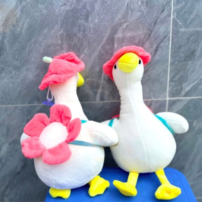 Thú nhồi bông ngỗng trắng đội mũ đáng yêu - Size 25cm - Quà tặng gấu bông vịt trắng êm mịn cho bé