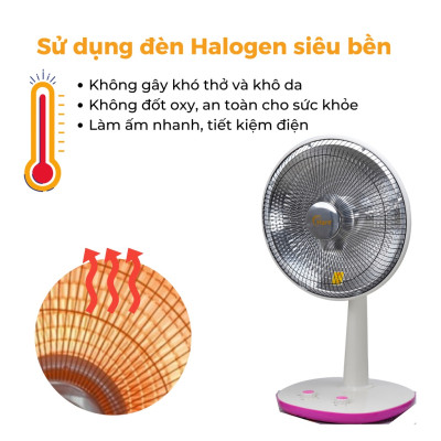 Quạt sưởi điện Halogen HR-HT1000A -hàng chính hãng thương hiệu Hare- bảo hành 18 tháng