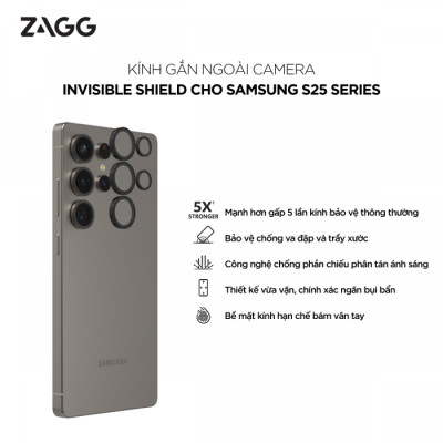 Kính Camera ZAGG Camera InvisibleShield Dành Cho Galaxy S25 Ultra  Kèm Khung Dán Chống Trầy Xước, Chống Va Đập_ Hàng Chính Hãng