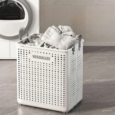 Giỏ Đựng Quần Áo Bẩn VISUALIZE , Giỏ Nhựa Đựng Đồ Có Bánh Xe, Quai Da Chắc Chắn, Có Thể Gấp Gọn - Hàng chính hãng