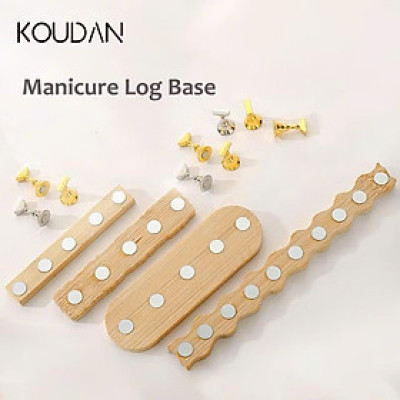 Đế Móng Mẫu Bằng Gỗ Hình Oval Dài 13cm Màu Vàng Kèm 5 Chân Gắn Móng Giả Nailbox Dày Đẹp Làm Nail Tiện Lợi, Đế Gỗ Dày Đẹp Gắn Nam Châm
