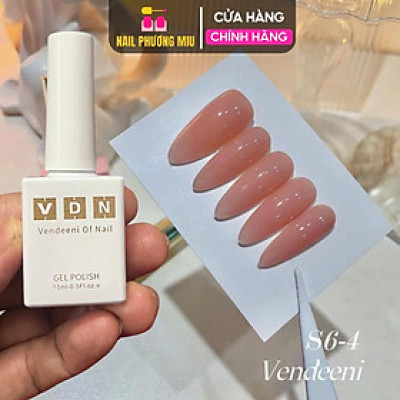 Sơn Gel Màu Thạch Hồng Cam VENDEENI V6-S04 Cao Cấp Chai 15ml Làm Nail Hàn Quốc Tone Hồng Nhạt Nhẹ, Gel đậm Đặc Mướt, Dễ Kéo Không Bị Gợn, Nắp Tròn